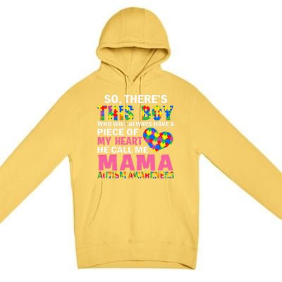 ThereS This He Calls Me Mama Autism Puzzle MotherS Day Gift Premium Pullover Hoodie