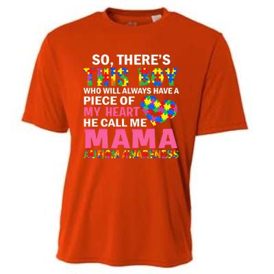 ThereS This He Calls Me Mama Autism Puzzle MotherS Day Gift Cooling Performance Crew T-Shirt