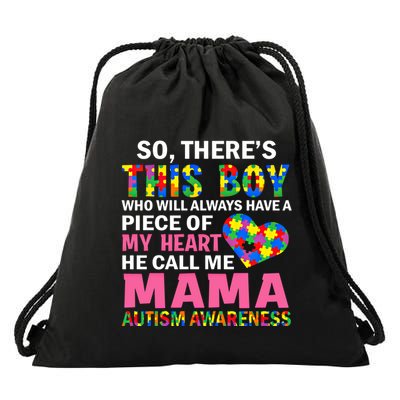 ThereS This He Calls Me Mama Autism Puzzle MotherS Day Gift Drawstring Bag