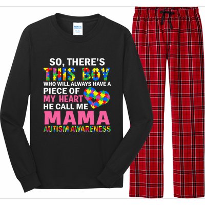 ThereS This He Calls Me Mama Autism Puzzle MotherS Day Gift Long Sleeve Pajama Set