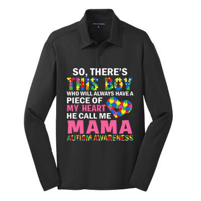 ThereS This He Calls Me Mama Autism Puzzle MotherS Day Gift Silk Touch Performance Long Sleeve Polo