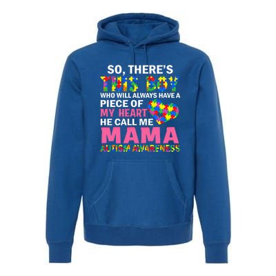 ThereS This He Calls Me Mama Autism Puzzle MotherS Day Gift Premium Hoodie