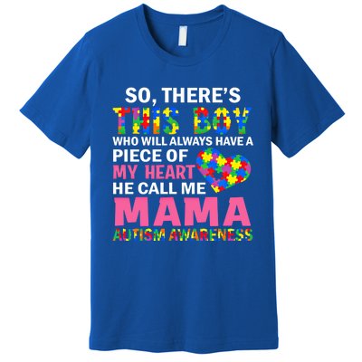 ThereS This He Calls Me Mama Autism Puzzle MotherS Day Gift Premium T-Shirt