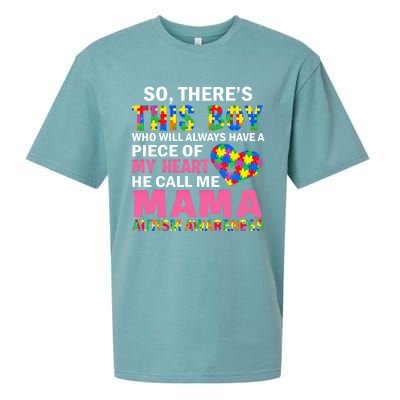 ThereS This He Calls Me Mama Autism Puzzle MotherS Day Gift Sueded Cloud Jersey T-Shirt