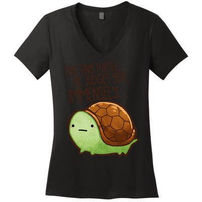 This Turtle.. He Judges You. Women's V-Neck T-Shirt