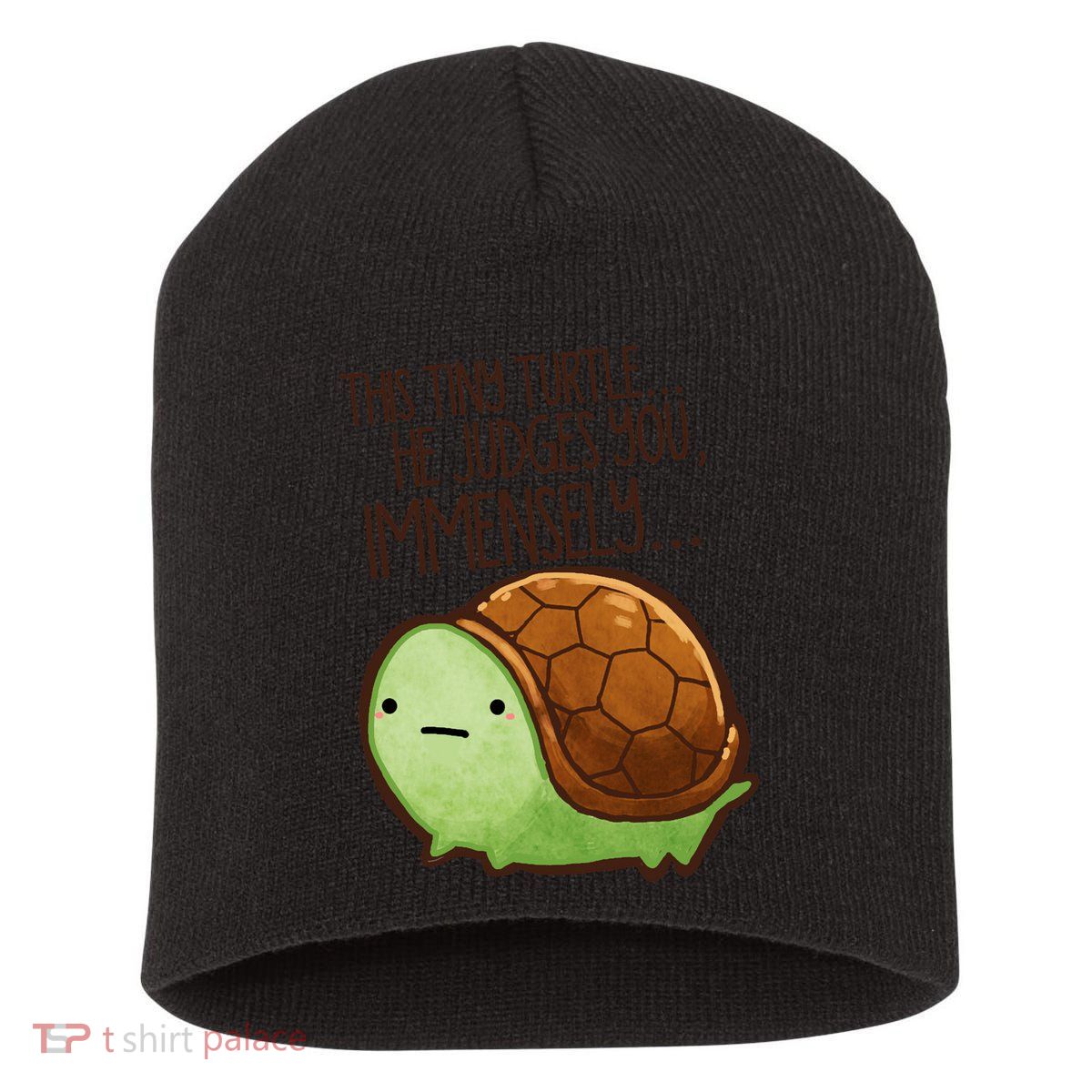 This Turtle.. He Judges You. Short Acrylic Beanie