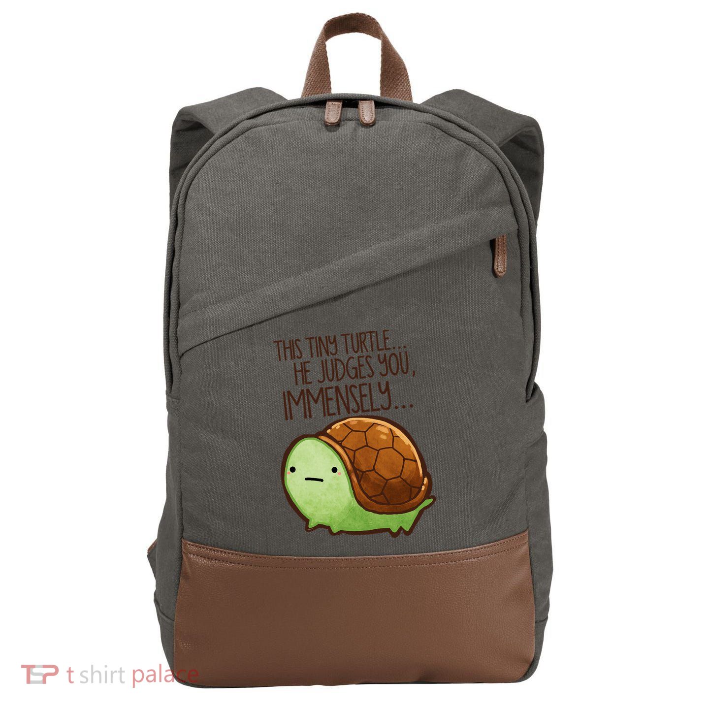 This Turtle.. He Judges You. Cotton Canvas Backpack