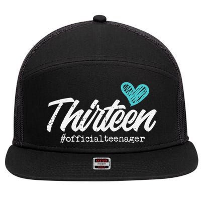 Thirteen Teenager Heart Cute 13th Birthday 7 Panel Mesh Trucker Snapback Hat