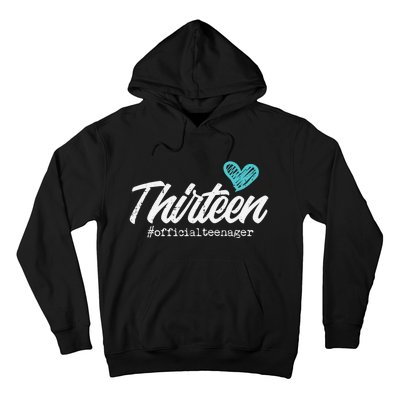 Thirteen Teenager Heart Cute 13th Birthday Hoodie