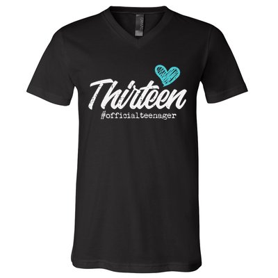 Thirteen Teenager Heart Cute 13th Birthday V-Neck T-Shirt