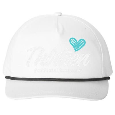 Thirteen Teenager Heart Cute 13th Birthday Snapback Five-Panel Rope Hat