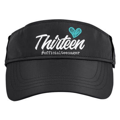 Thirteen Teenager Heart Cute 13th Birthday Adult Drive Performance Visor