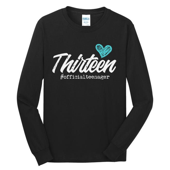 Thirteen Teenager Heart Cute 13th Birthday Tall Long Sleeve T-Shirt