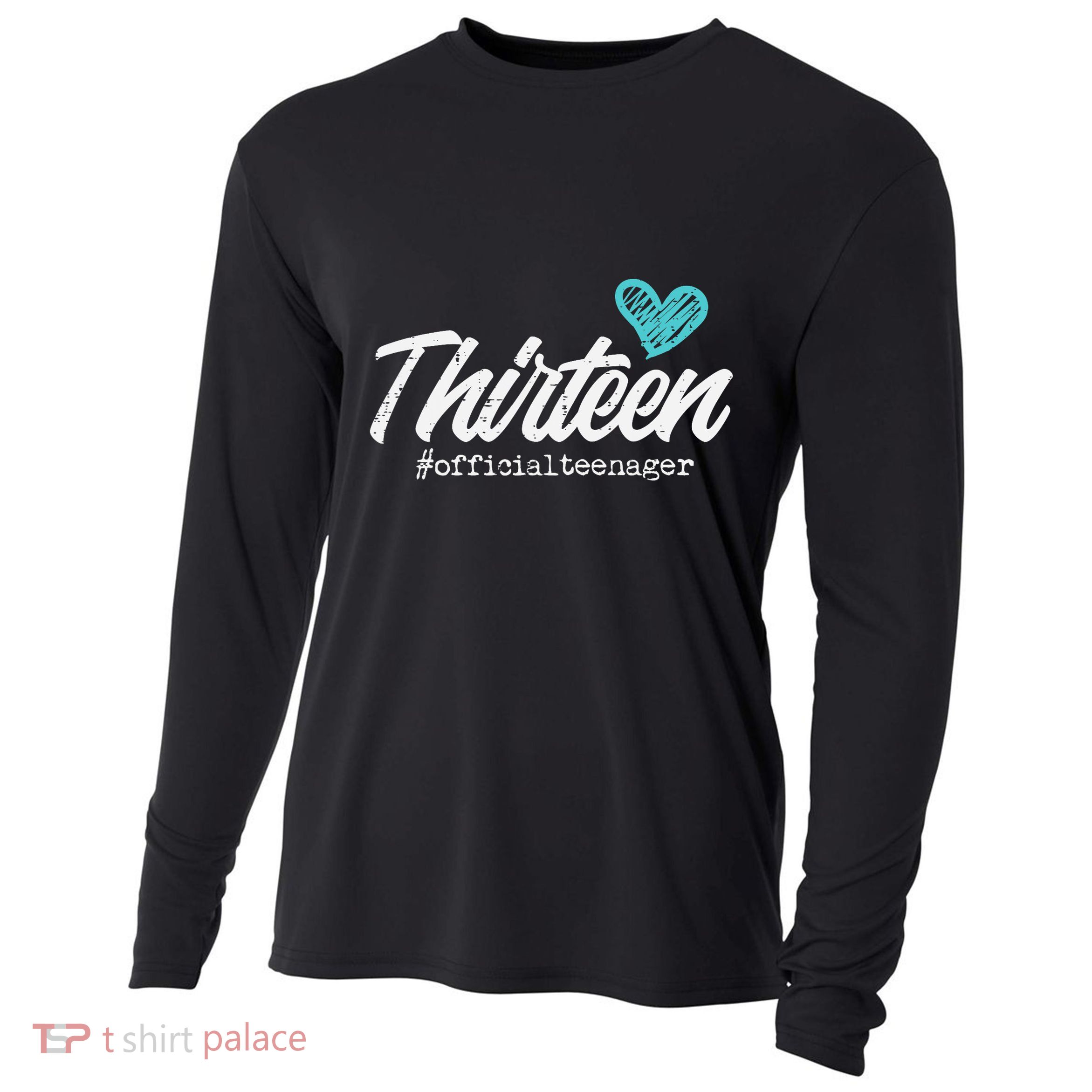 Thirteen Teenager Heart Cute 13th Birthday Cooling Performance Long Sleeve Crew