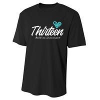 Thirteen Teenager Heart Cute 13th Birthday Performance Sprint T-Shirt