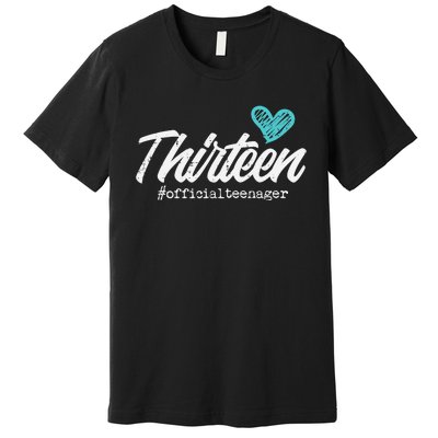 Thirteen Teenager Heart Cute 13th Birthday Premium T-Shirt