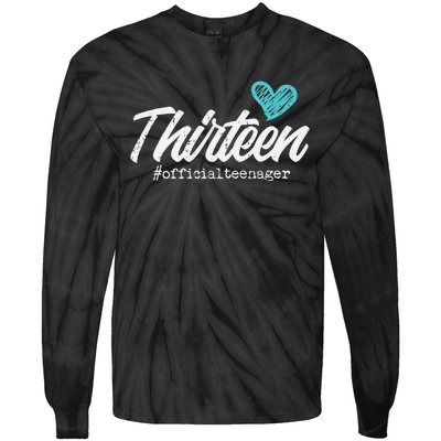 Thirteen Teenager Heart Cute 13th Birthday Tie-Dye Long Sleeve Shirt