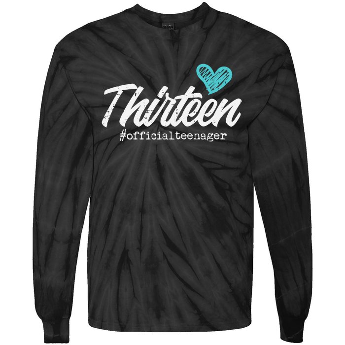 Thirteen Teenager Heart Cute 13th Birthday Tie-Dye Long Sleeve Shirt