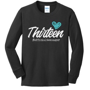 Thirteen Teenager Heart Cute 13th Birthday Kids Long Sleeve Shirt