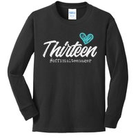 Thirteen Teenager Heart Cute 13th Birthday Kids Long Sleeve Shirt