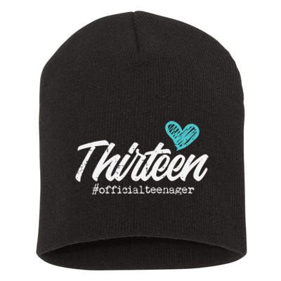 Thirteen Teenager Heart Cute 13th Birthday Short Acrylic Beanie