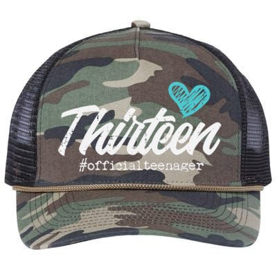 Thirteen Teenager Heart Cute 13th Birthday Retro Rope Trucker Hat Cap