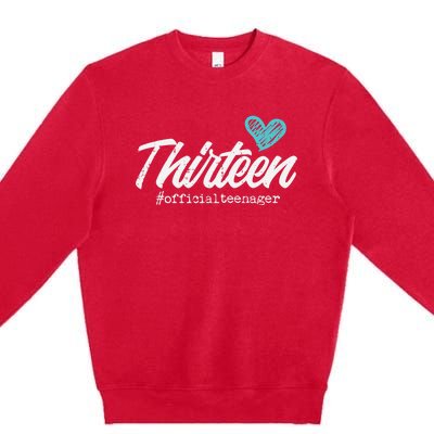 Thirteen Teenager Heart Cute 13th Birthday Premium Crewneck Sweatshirt