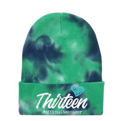 Thirteen Teenager Heart Cute 13th Birthday Tie Dye 12in Knit Beanie