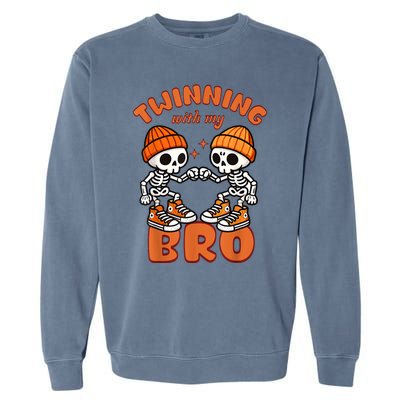 Twin Twinning Halloween Best Friend Matching Skeleton Garment-Dyed Sweatshirt