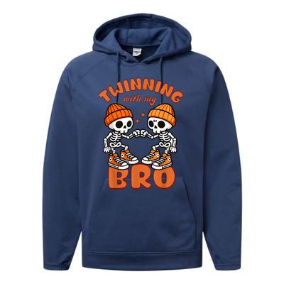 Twin Twinning Halloween Best Friend Matching Skeleton Performance Fleece Hoodie