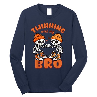 Twin Twinning Halloween Best Friend Matching Skeleton Long Sleeve Shirt