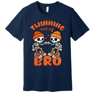 Twin Twinning Halloween Best Friend Matching Skeleton Premium T-Shirt