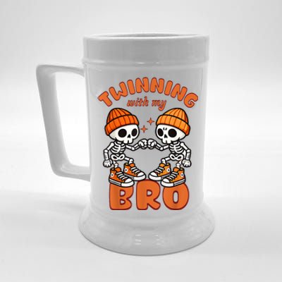 Twin Twinning Halloween Best Friend Matching Skeleton Beer Stein