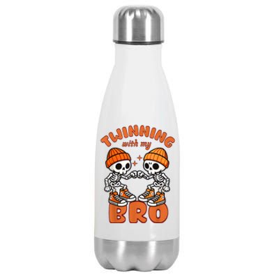 Twin Twinning Halloween Best Friend Matching Skeleton Stainless Steel Insulated Water Bottle