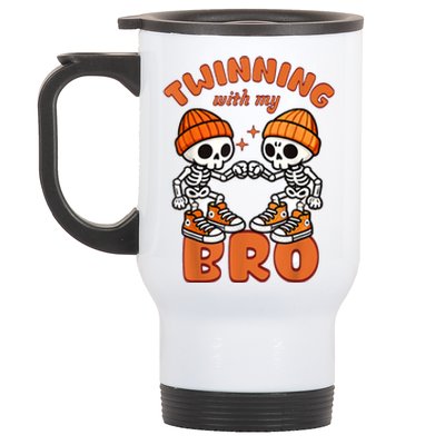 Twin Twinning Halloween Best Friend Matching Skeleton Stainless Steel Travel Mug