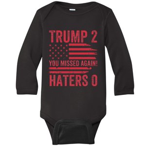 Trump Two Haters Zero 20 American Flag You Missed Again Baby Long Sleeve Bodysuit