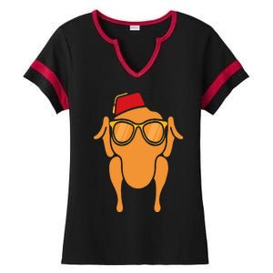 Thanksgiving Turkey Head Funny Gift For Friends Ladies Halftime Notch Neck Tee