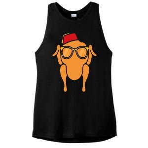 Thanksgiving Turkey Head Funny Gift For Friends Ladies PosiCharge Tri-Blend Wicking Tank