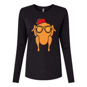 Thanksgiving Turkey Head Funny Gift For Friends Womens Cotton Relaxed Long Sleeve T-Shirt