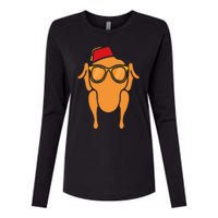 Thanksgiving Turkey Head Funny Gift For Friends Womens Cotton Relaxed Long Sleeve T-Shirt