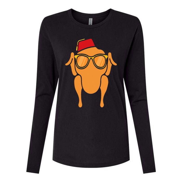 Thanksgiving Turkey Head Funny Gift For Friends Womens Cotton Relaxed Long Sleeve T-Shirt