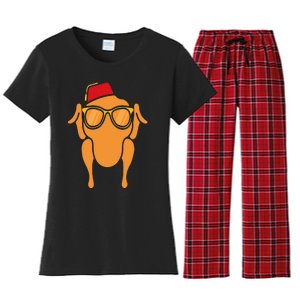 Thanksgiving Turkey Head Funny Gift For Friends Women's Flannel Pajama Set