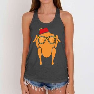 Thanksgiving Turkey Head Funny Gift For Friends Women's Knotted Racerback Tank