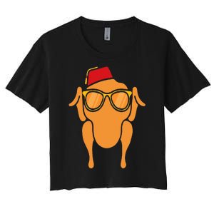 Thanksgiving Turkey Head Funny Gift For Friends Women's Crop Top Tee