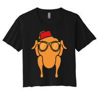 Thanksgiving Turkey Head Funny Gift For Friends Women's Crop Top Tee