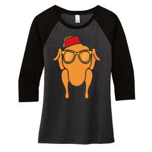 Thanksgiving Turkey Head Funny Gift For Friends Women's Tri-Blend 3/4-Sleeve Raglan Shirt