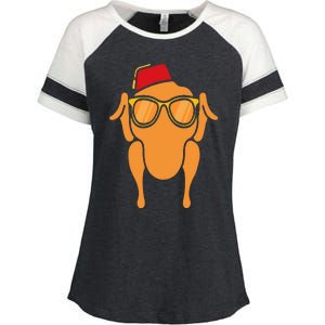 Thanksgiving Turkey Head Funny Gift For Friends Enza Ladies Jersey Colorblock Tee