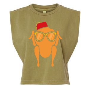 Thanksgiving Turkey Head Funny Gift For Friends Garment-Dyed Women's Muscle Tee