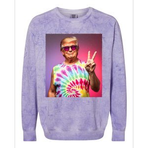 Trump Tiedye Hippie Sunglasses – Funny Peace Symbol Donald Colorblast Crewneck Sweatshirt