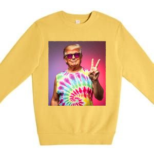 Trump Tiedye Hippie Sunglasses – Funny Peace Symbol Donald Premium Crewneck Sweatshirt